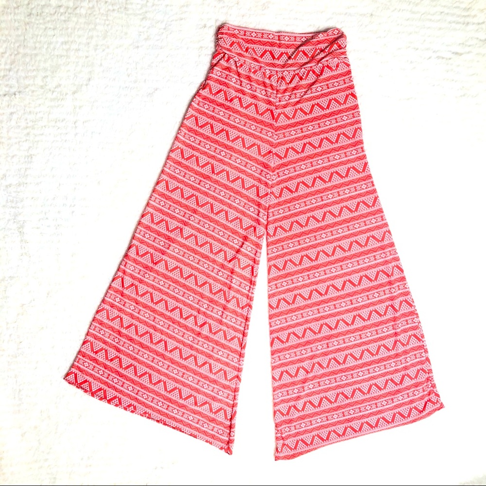 Aztec Printed red Palazzo,wide leg comfy pants